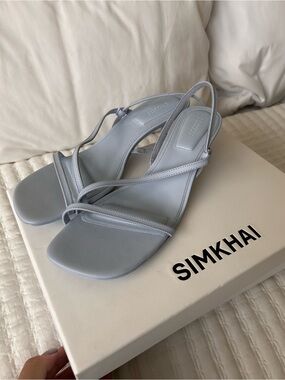 SIMKHAI Pale Blue Strappy Slingback Heels